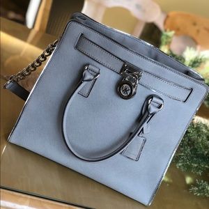 Michael Kors “Large Hamilton” Leather Tote - Grey